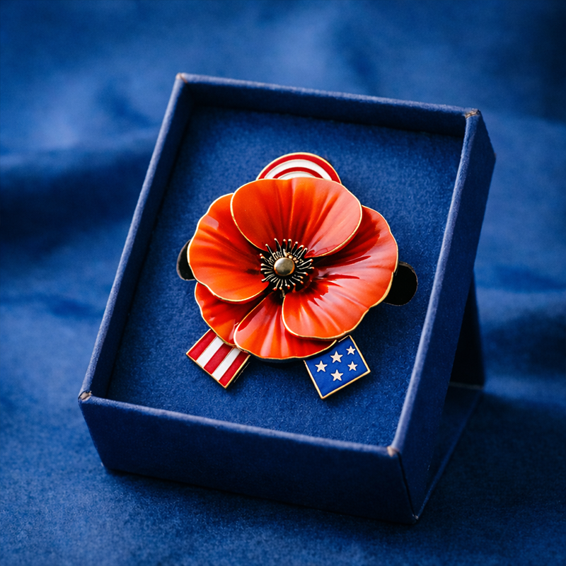 Unisex 3D Poppy Badge for Fallen Soldiers' Memorial Day