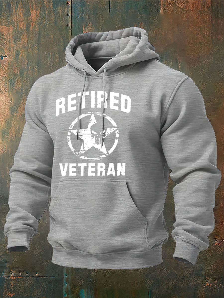 Men's Retired Veteran Printed Cotton Classic Hoodie