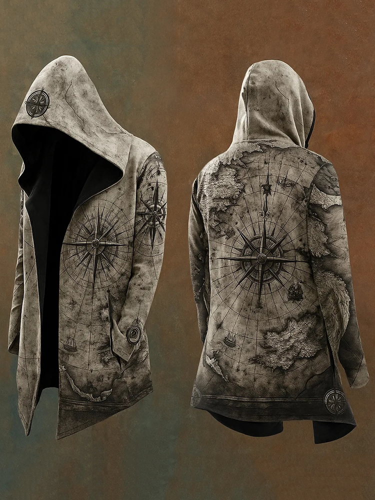 Men's Viking Mythology Compass Totem Hooded Jacket