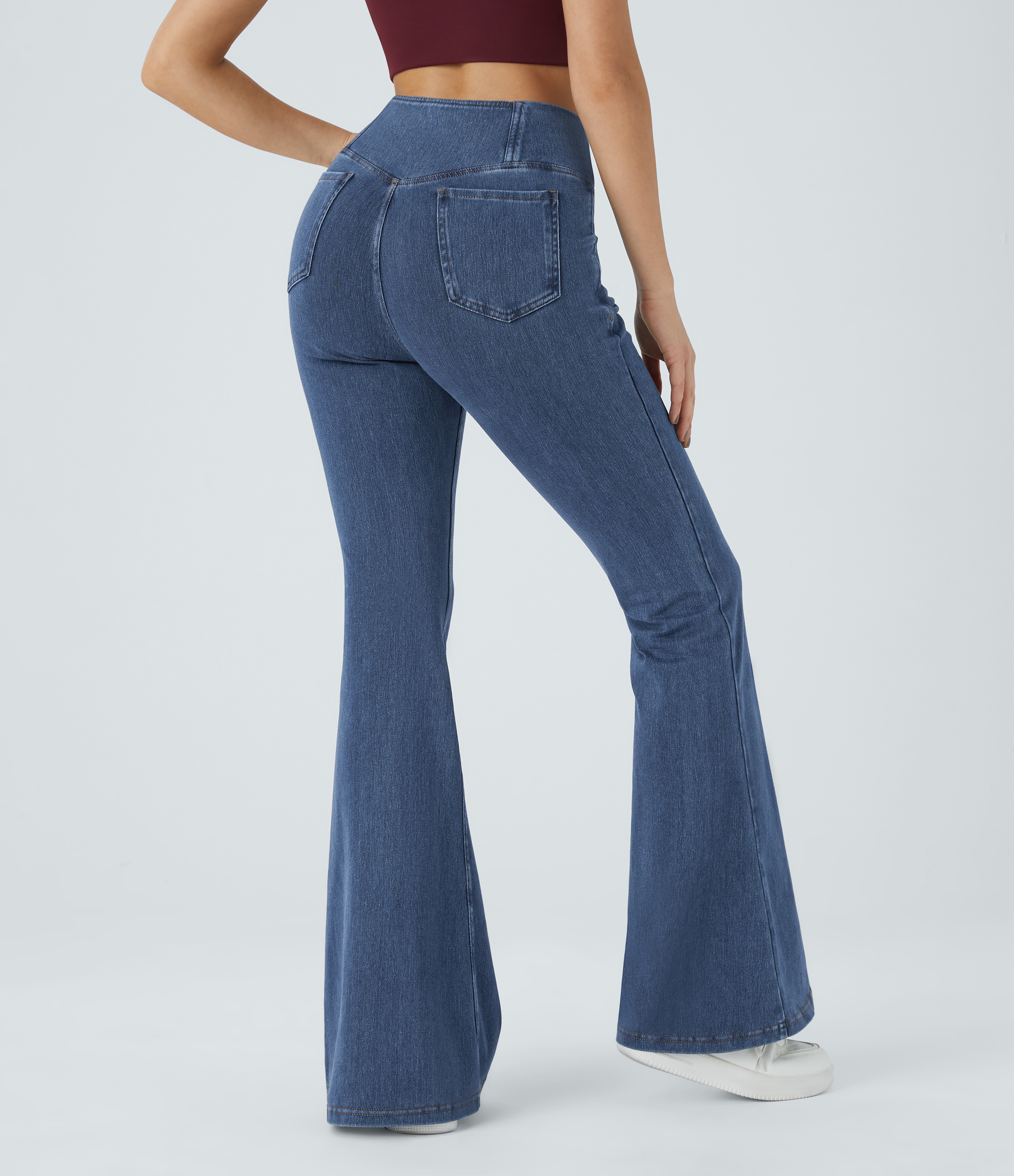 Halara Flex™ High Waisted Crossover Pocket Washed Casual Jeans