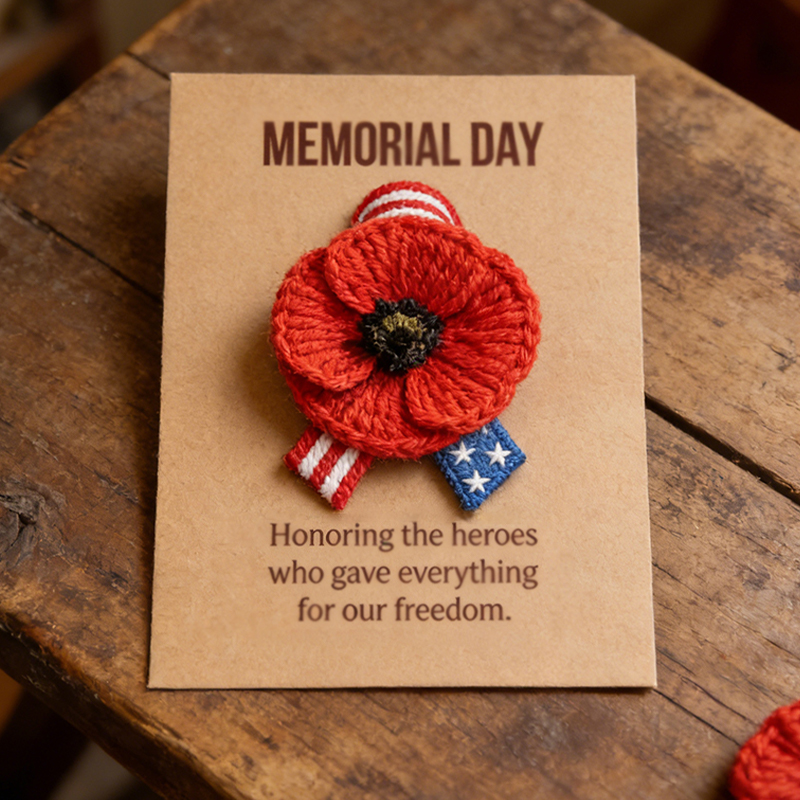 Unisex Memorial Day Poppy Exquisite Brooch