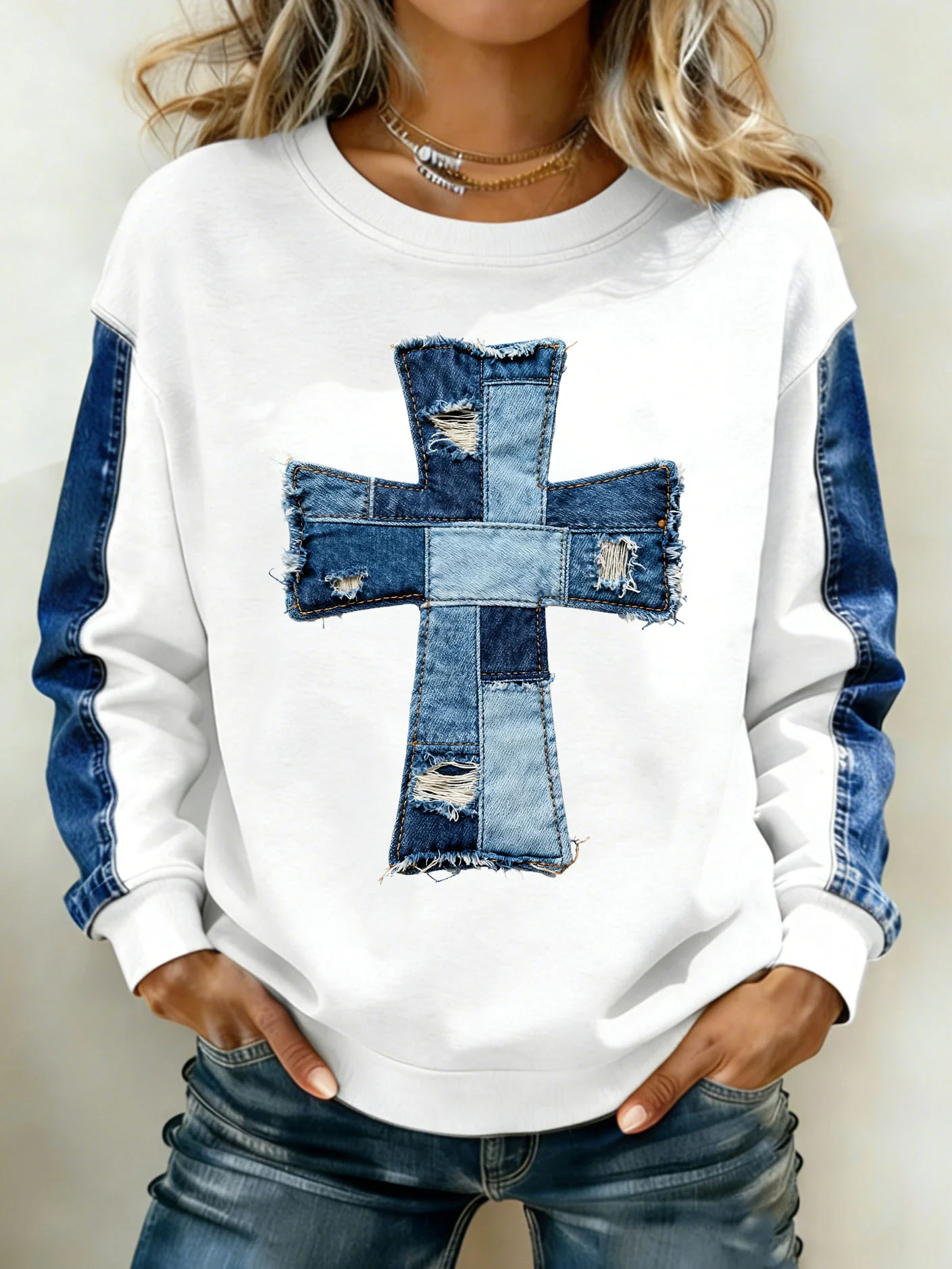 Women's Retro Cross Printed Sweatshirt