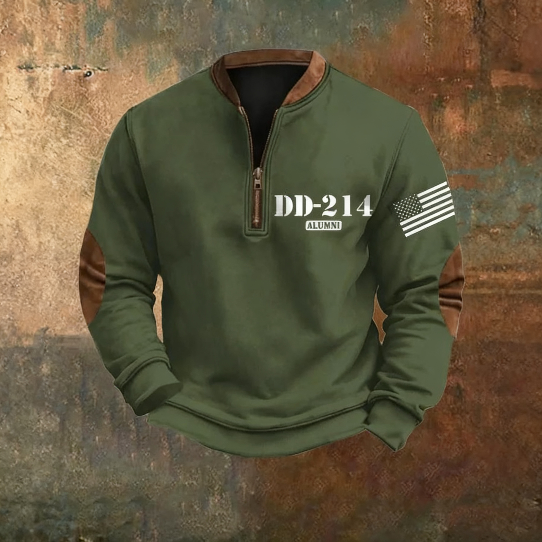 Men's Retro Veteran Zip Collar Sweatshirt