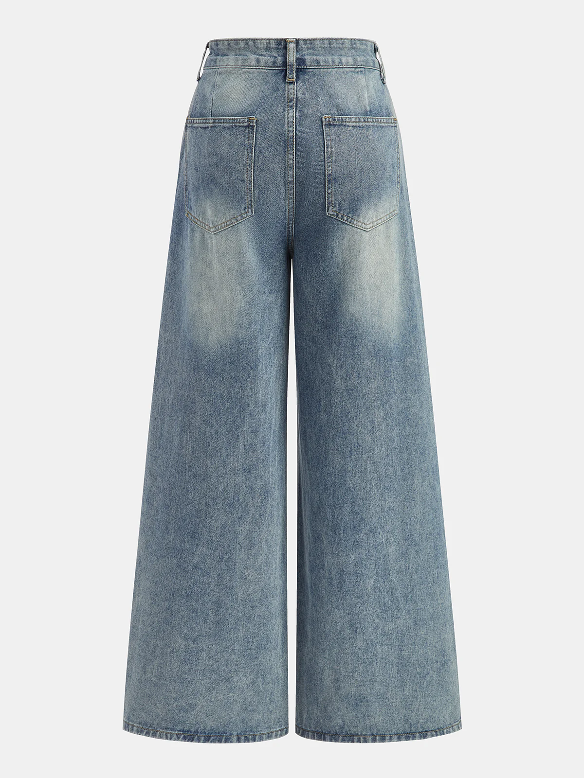 High-Waisted Wide-Leg Denim Jeans