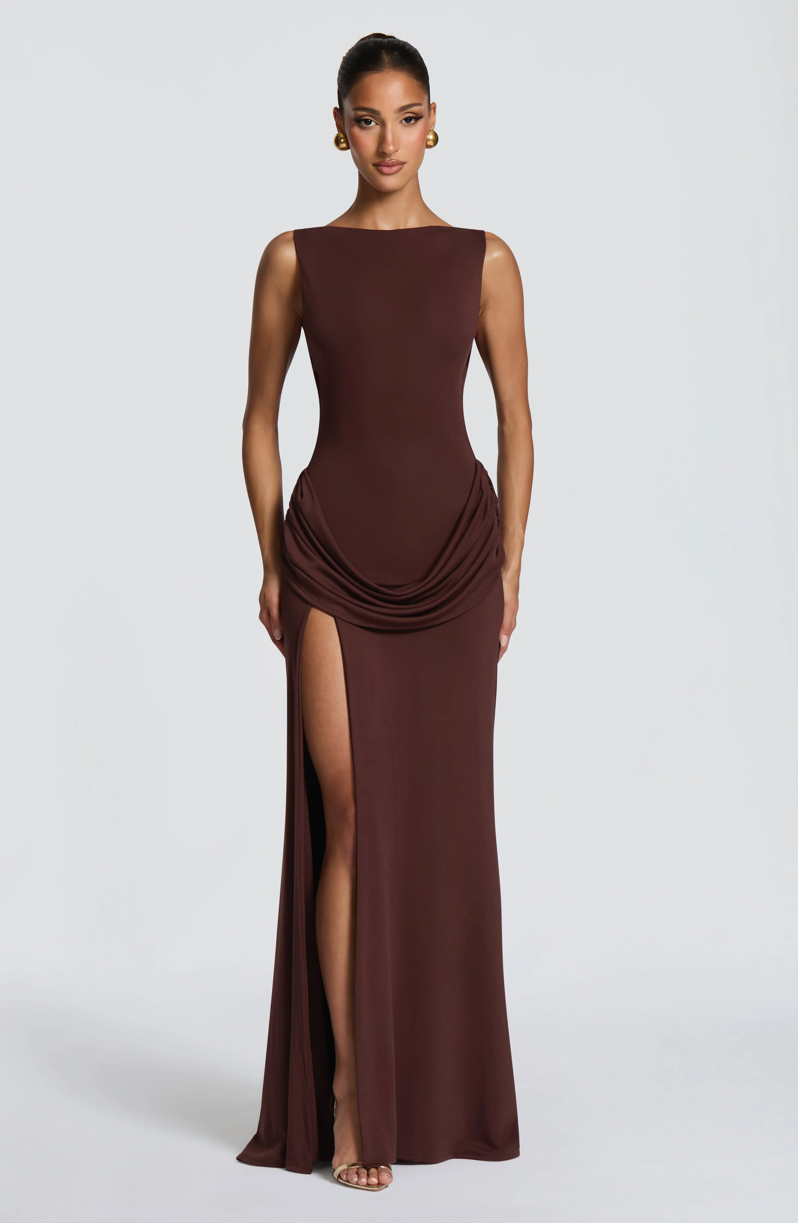 Bruna Maxi Dress - Plum Brown