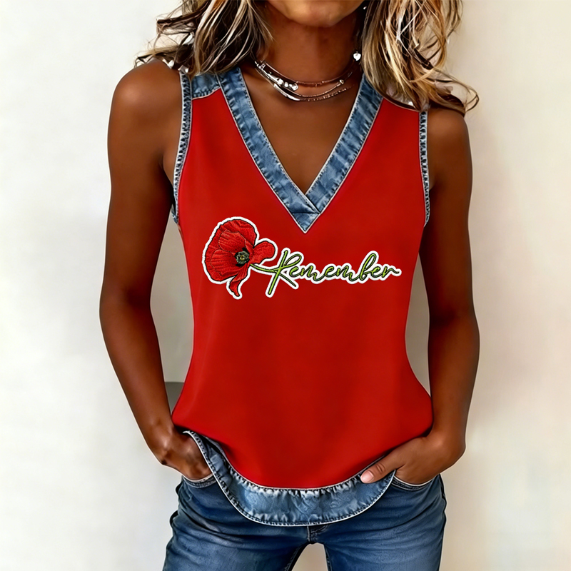 Women's Memorial Day Poppy Printed Tank Top