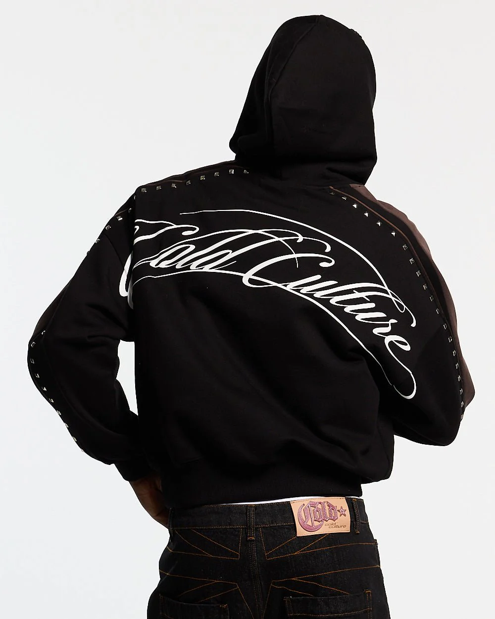 SCRIPT STUDS HOODIE BLACK