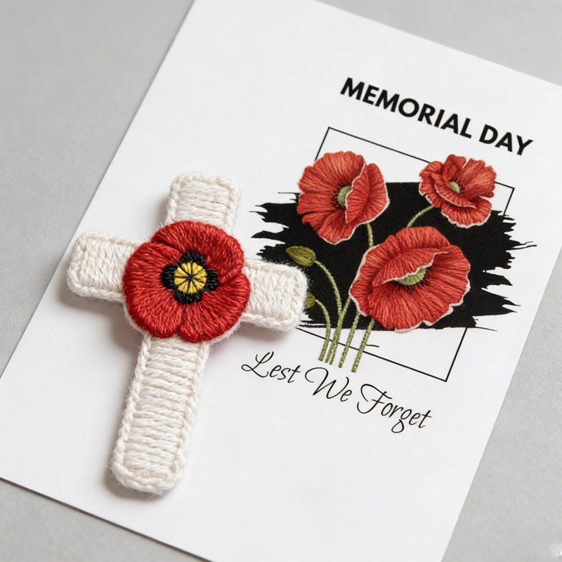Unisex Memorial Day Poppy Exquisite Brooch