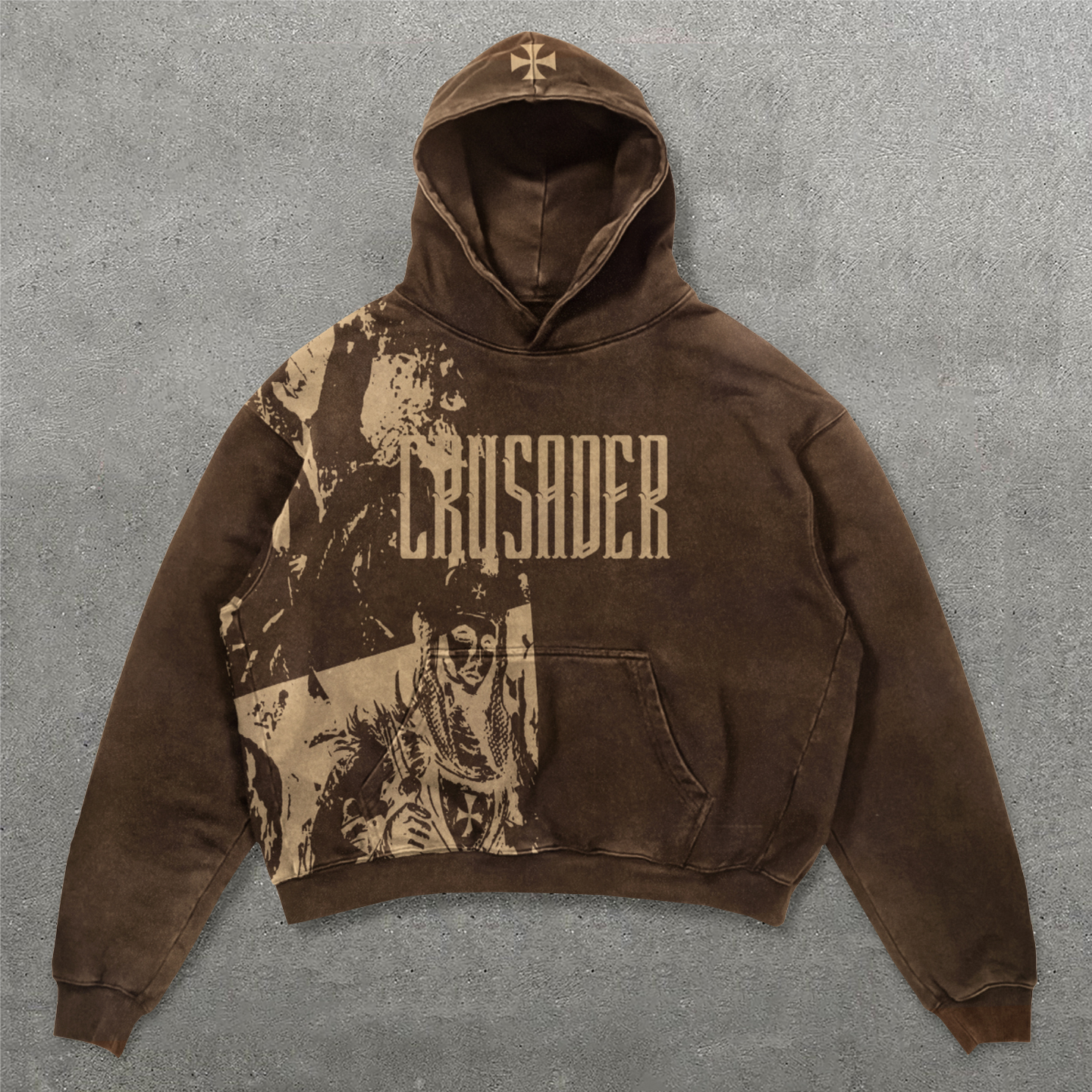 Crusader Letters Print Long Sleeve Hoodies