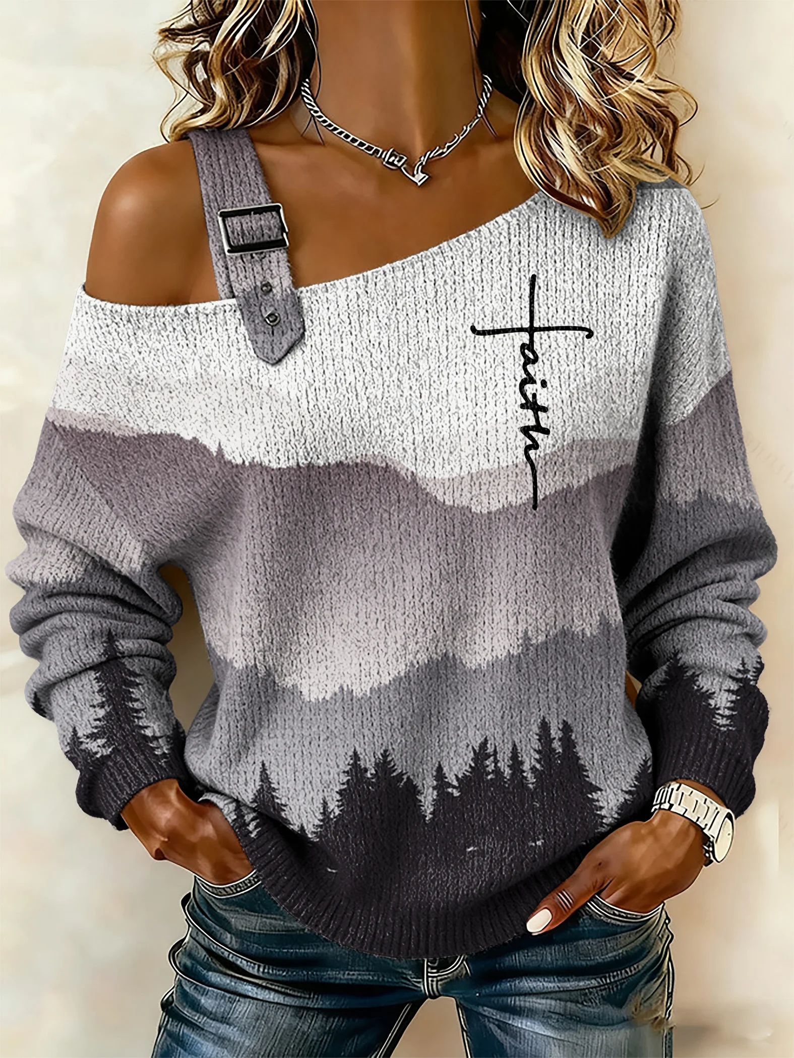 Women'S Casual Faith-Themed Printed Top-Fast Shipping