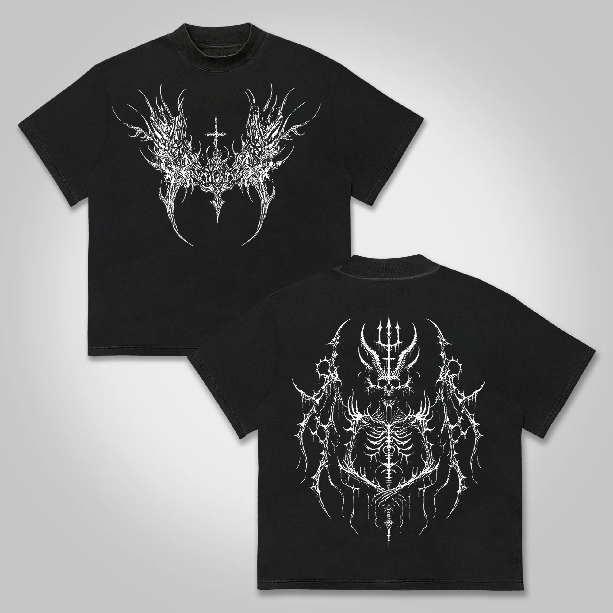 Vintage Holy Cross Skull Pattern Print Printed T-Shirt