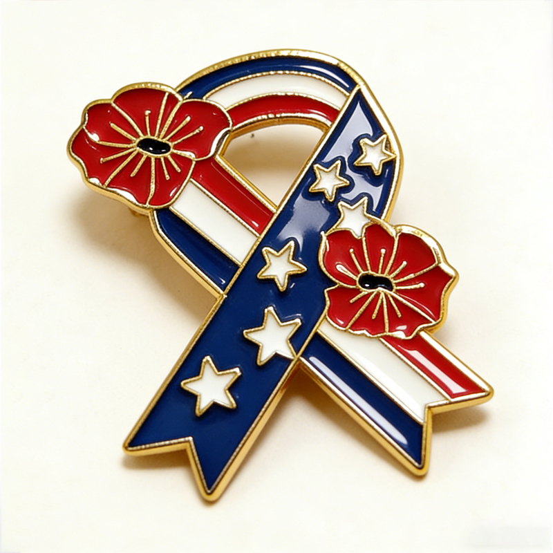 Unisex US Memorial Day Poppy Exquisite Brooch