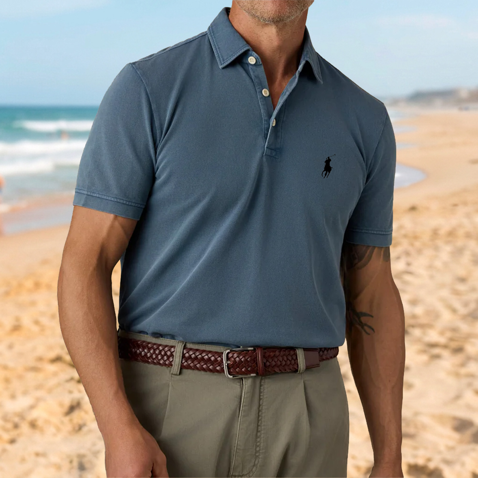 Short-Sleeve Sunwashed Pique Polo