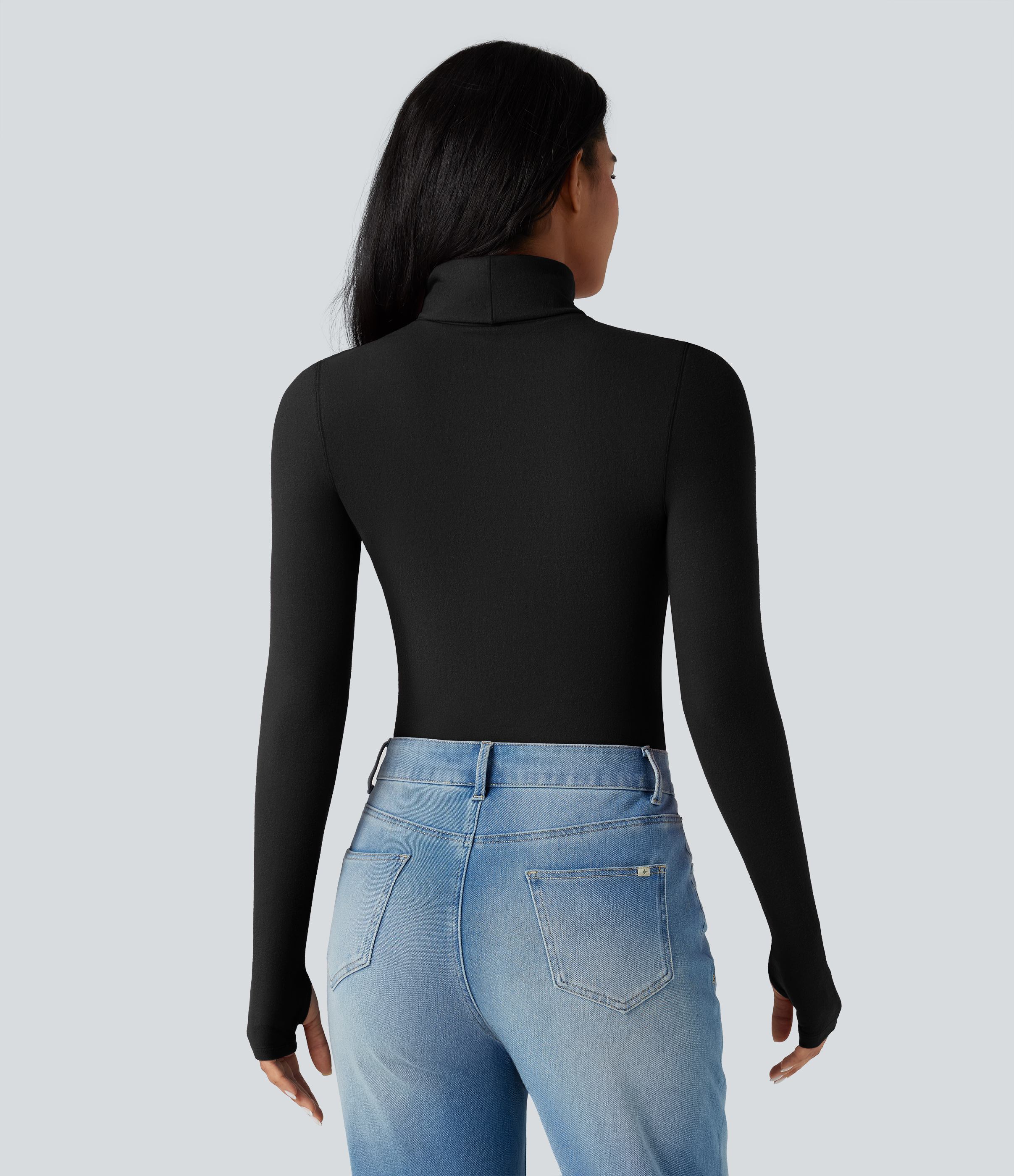 Turtleneck Long Sleeve Thumb Hole Casual Warming Top