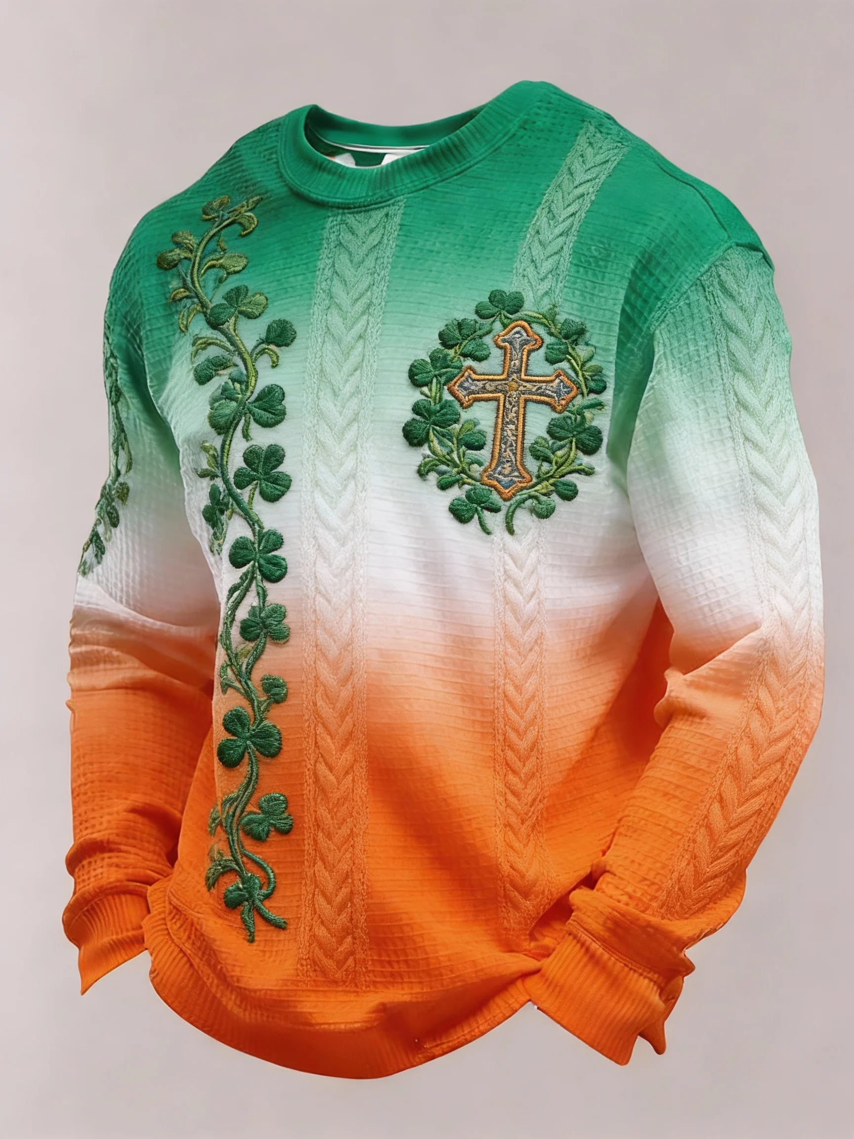 Men's St. Patrick's Day Printed Waffle Knit Long-Sleeve T-Shirt-Fast Shipping