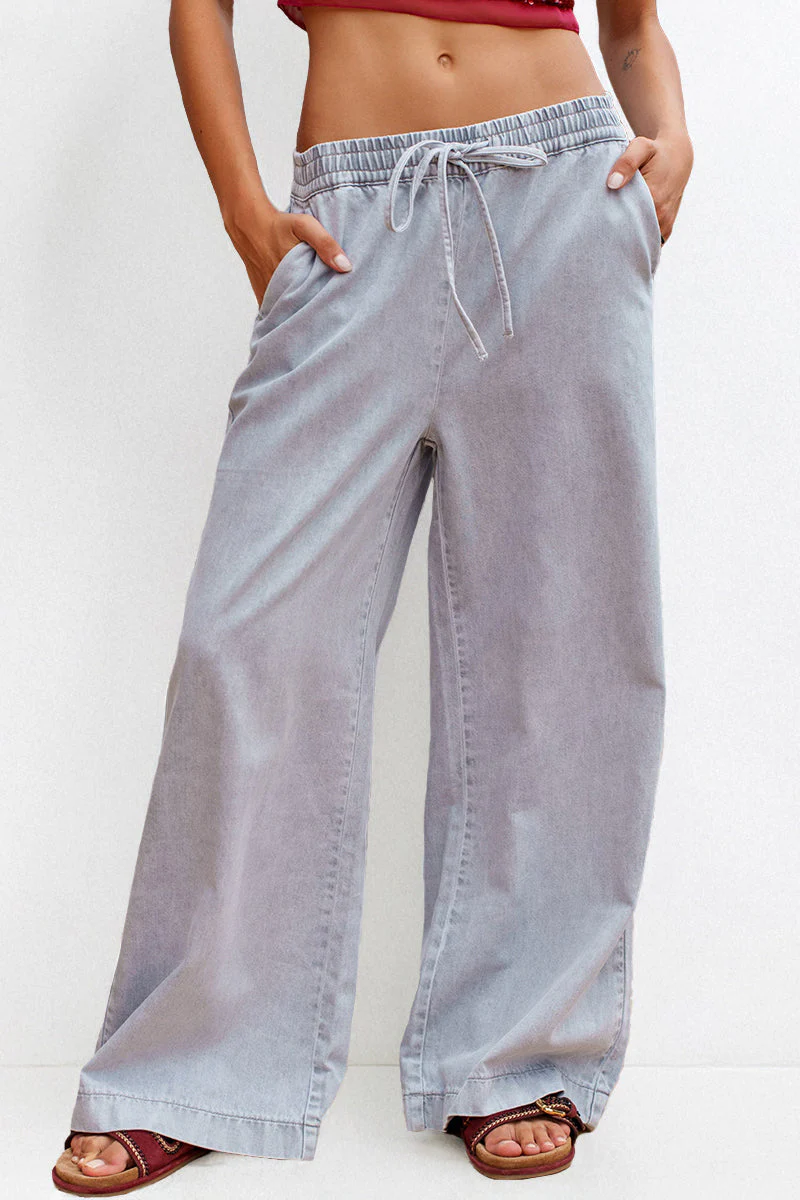 Leisure Low Rise Drawstring Wide Leg Trousers