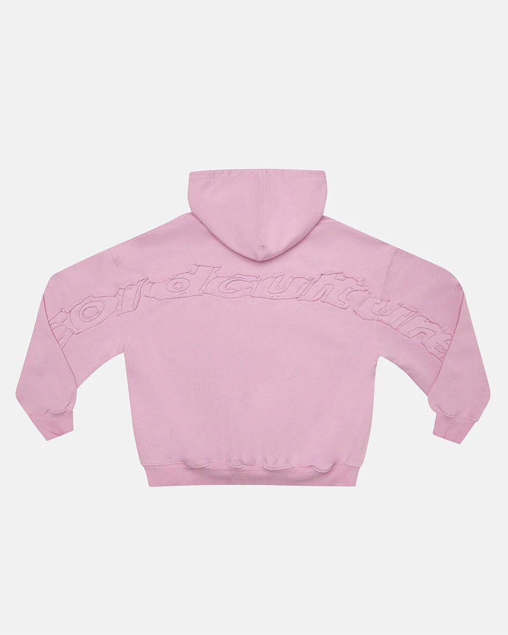 DISTRESS CURVED HOODIE PINK