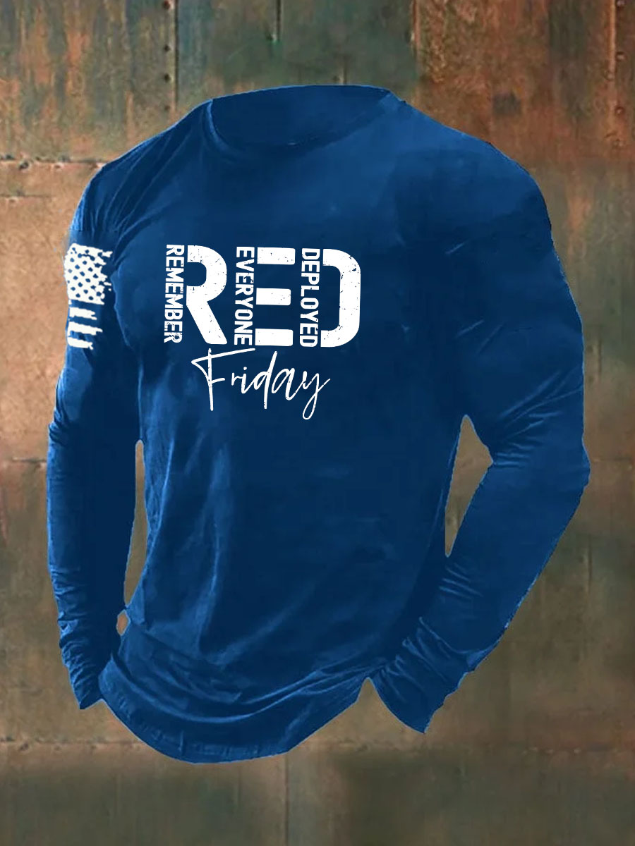 Red Friday Printed Long Sleeve Cotton T-Shirt