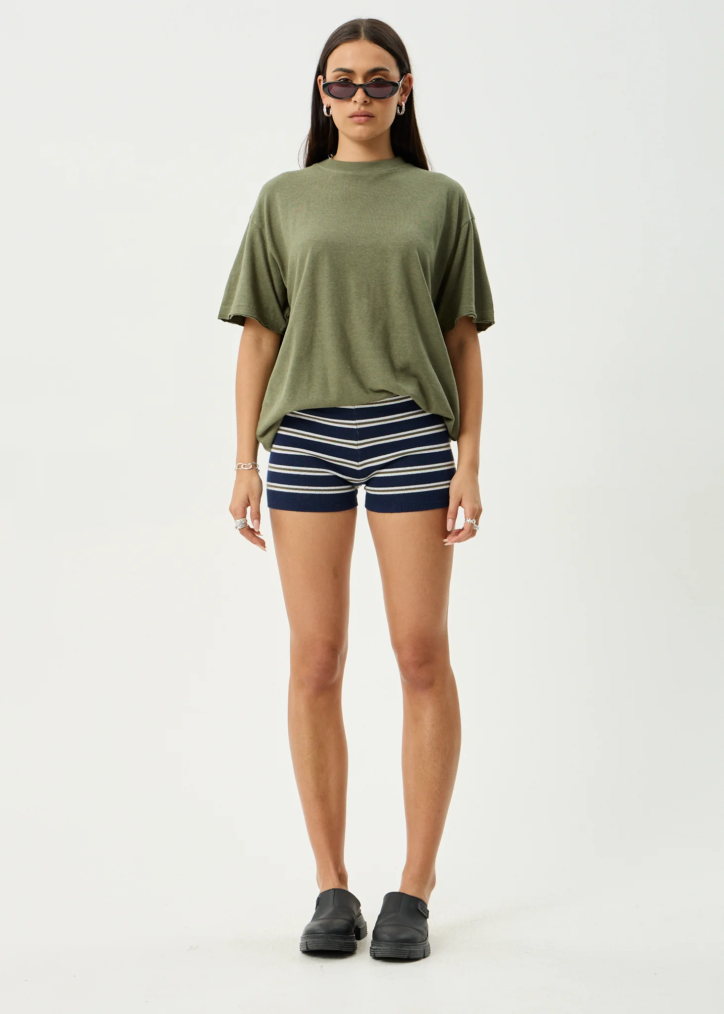 AFENDS Womens Delta - Knit Short - Navy Stripe