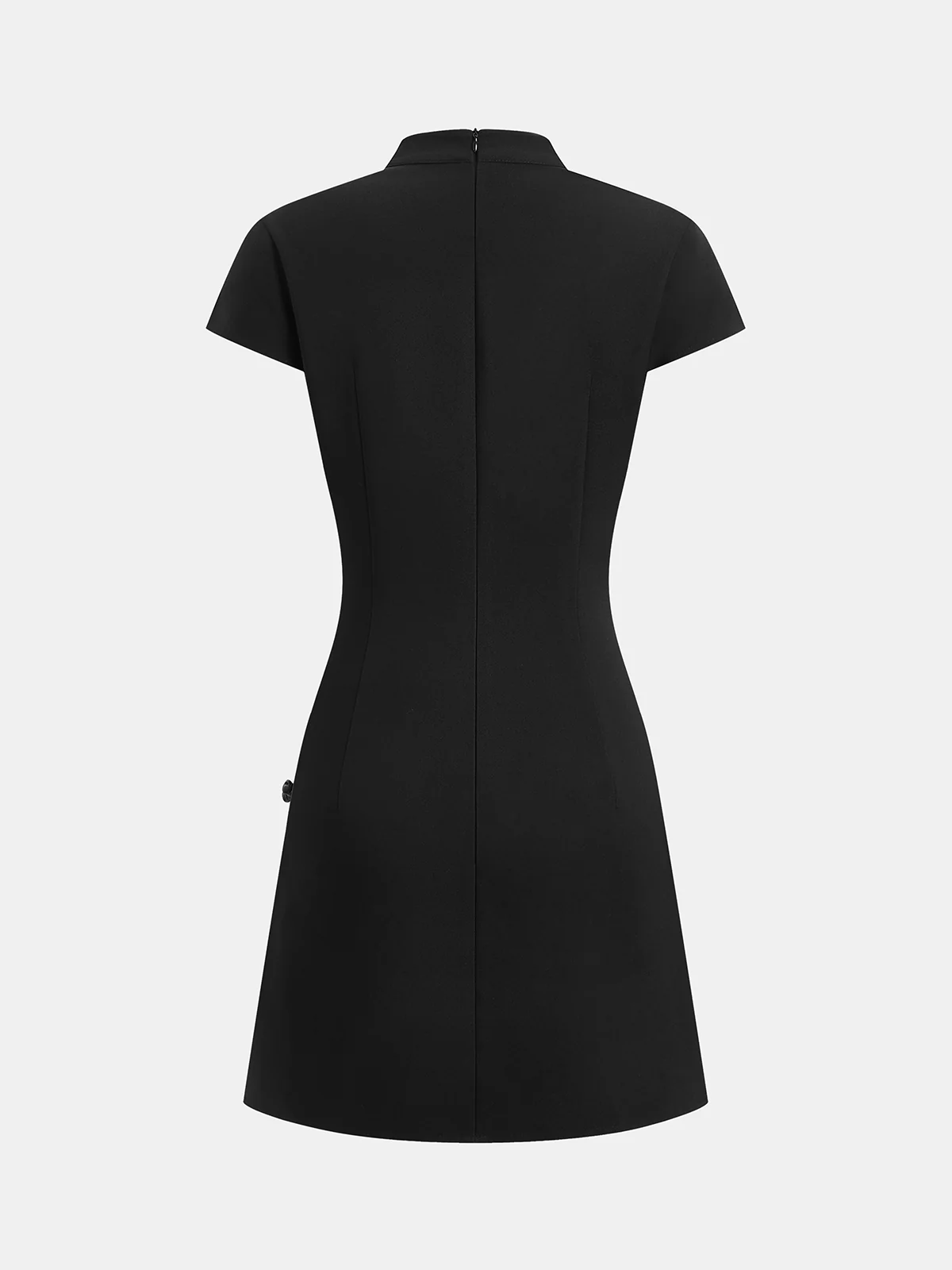 Mandarin Collar Frog Button Mini Dress