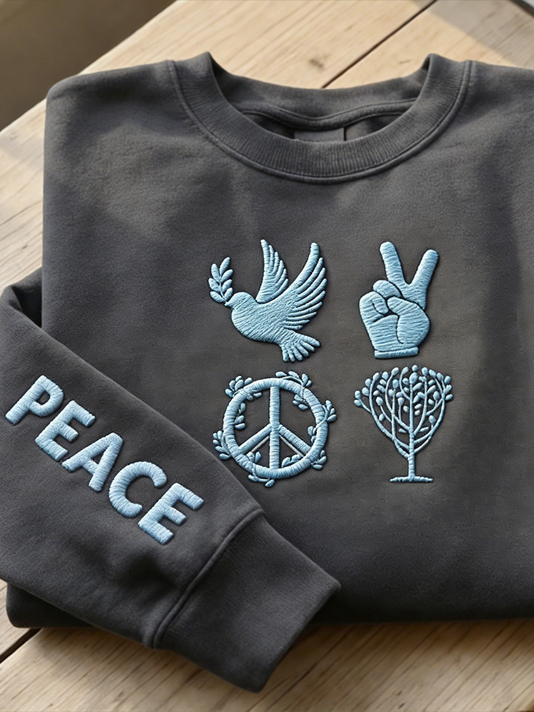 Symbolic Of Peace Casual Round-neck Sweatshirt
