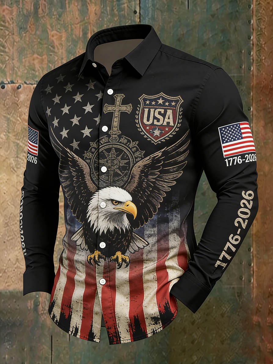 Men's Retro Faith American 250th Anniversary Long-Sleeved Shirt