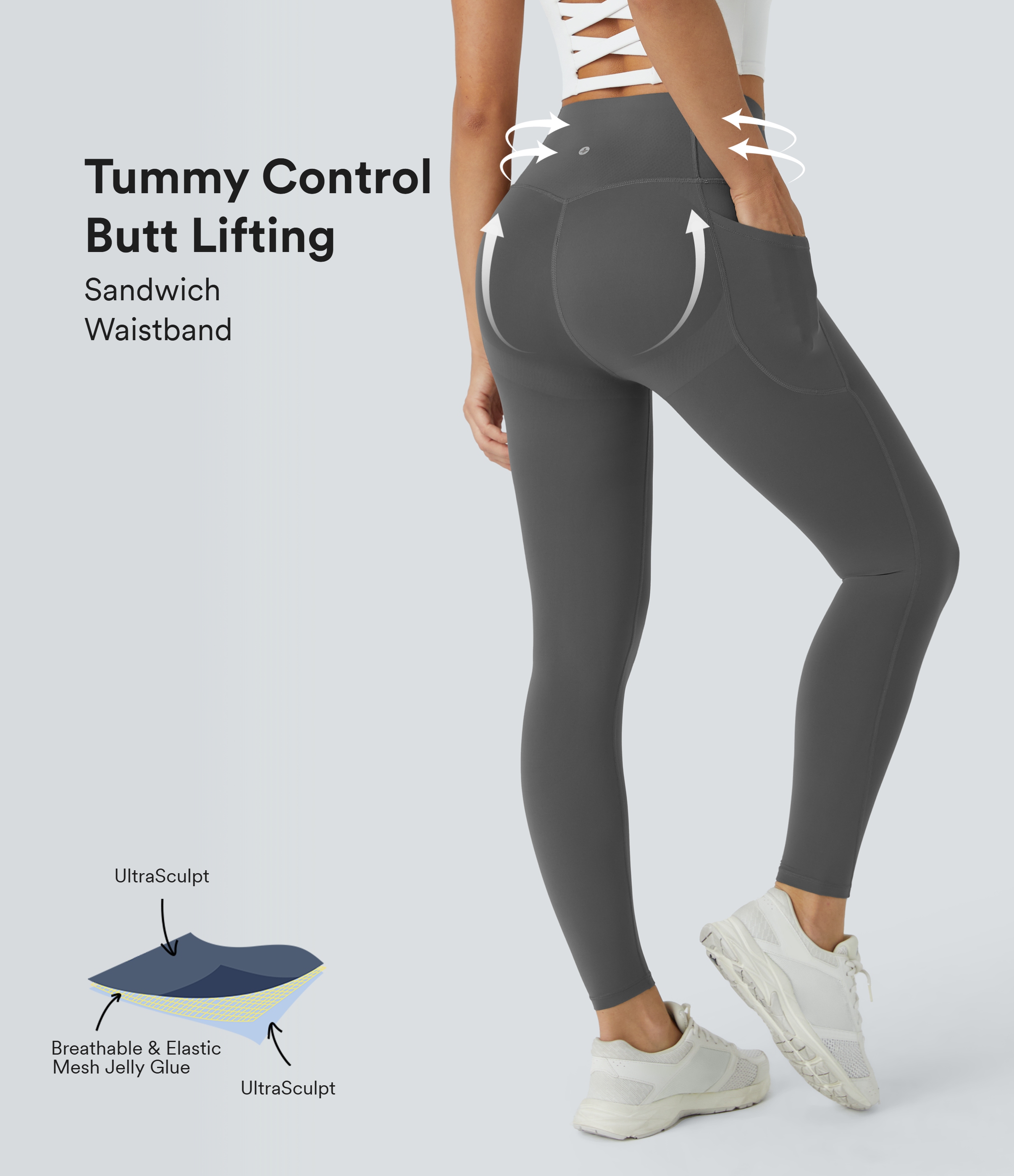 Halara UltraSculpt™ High Waisted Butt Lifting Tummy Control Pocket Shaping Workout Leggings