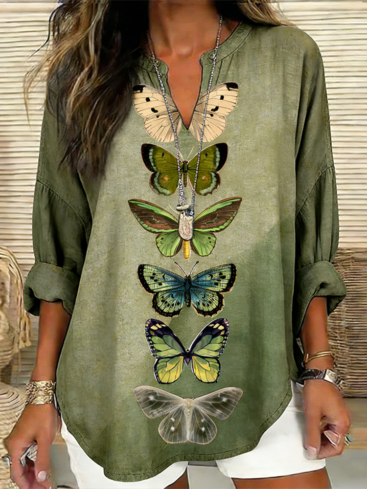 Bohemian Style Butterfly Pattern Women's Casual Top