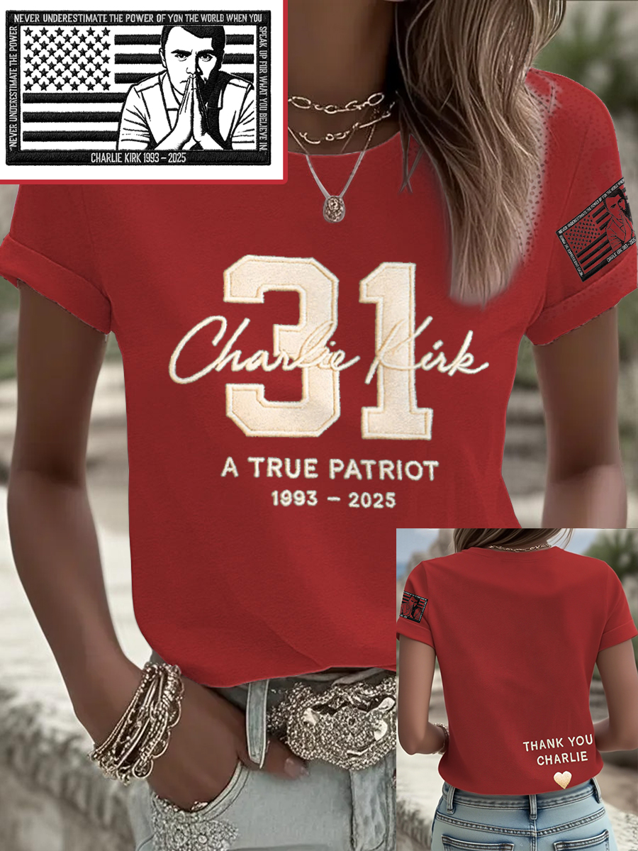 Women's Freedom True Patriot Memorial Printed T-shirt