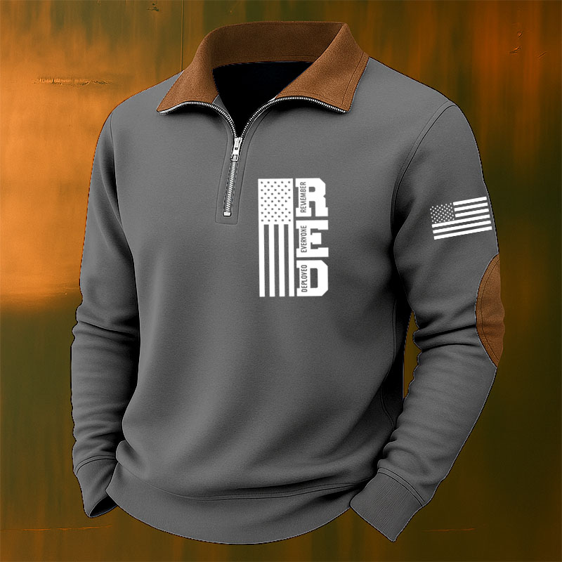 Men's Red Friday Casual Zipper Sweatshirt