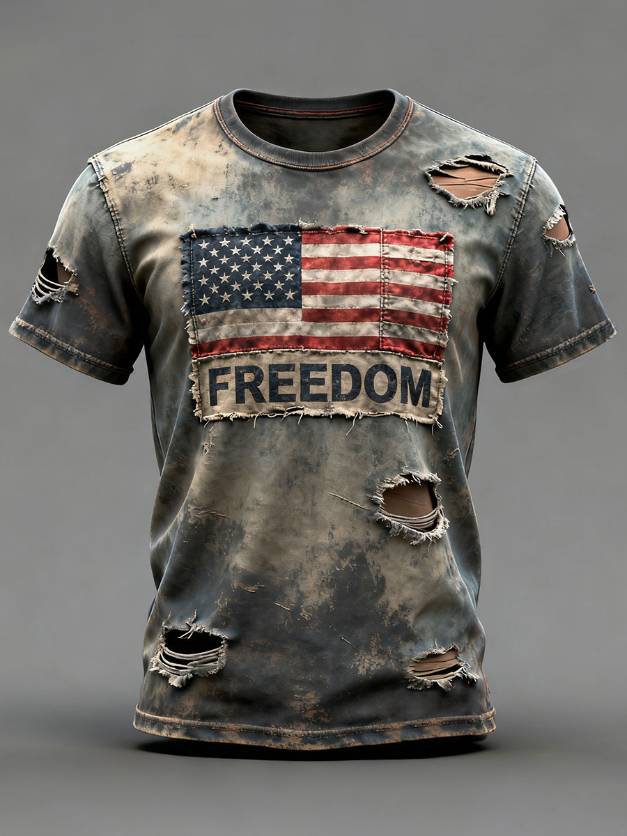 Men's Freedom Printed Casual T-shirt