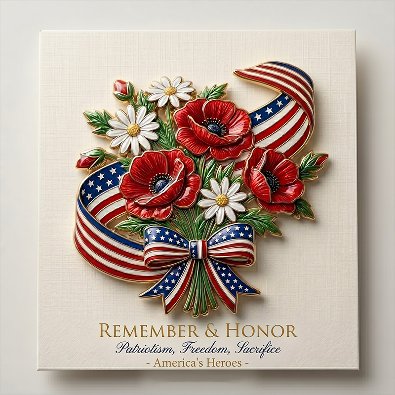 Unisex US Memorial Day Poppy Exquisite Brooch