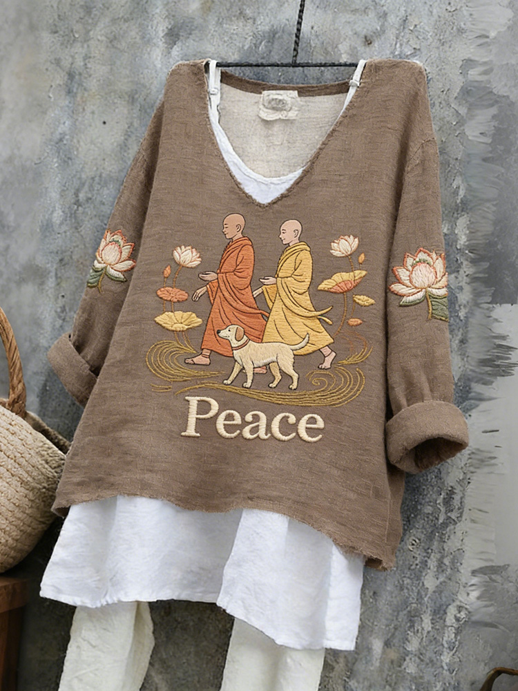 Walk For Peace Love In Every Step Monk And Dog T-shirt