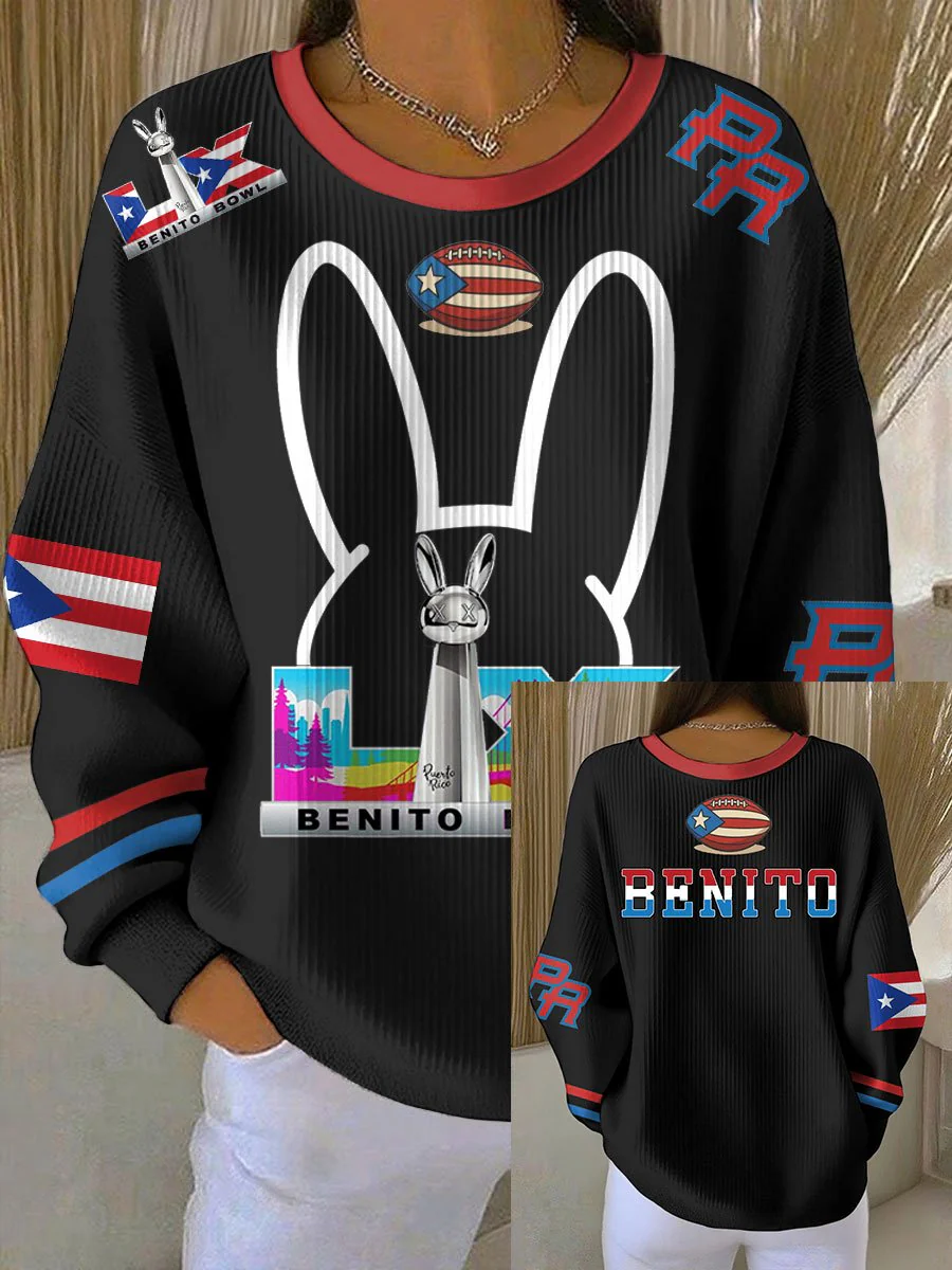 Women's Puerto Rico Print Casual Sweatshirt