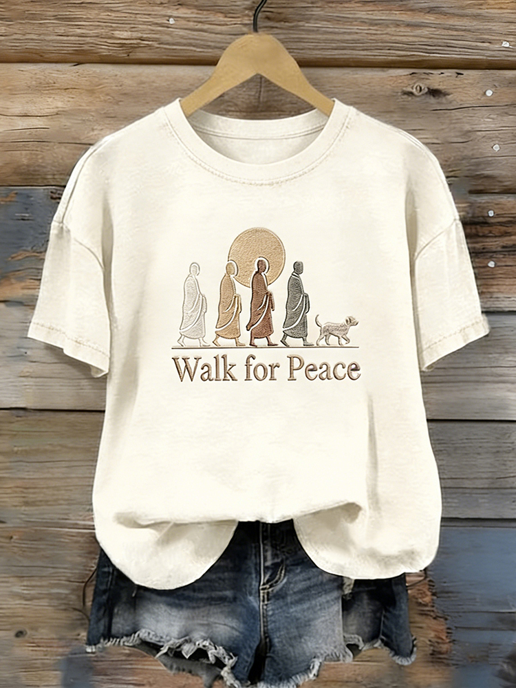 Walk For Peace Monks With Aloka Dog Washed T Shirt