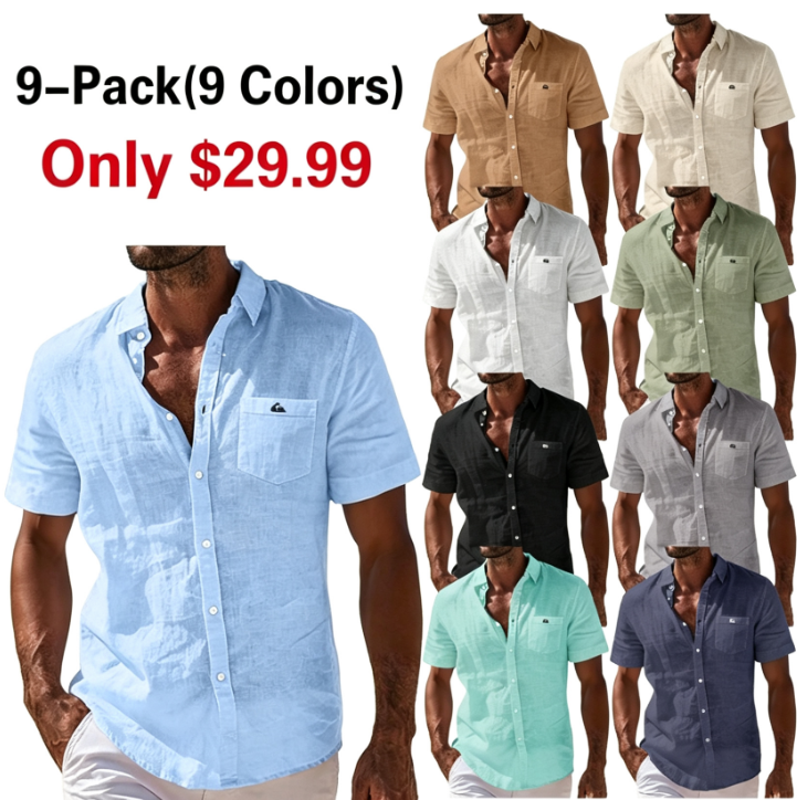 Men's Linen Shirt Summer Shirt Button-Down Shirt Beach Shirt
