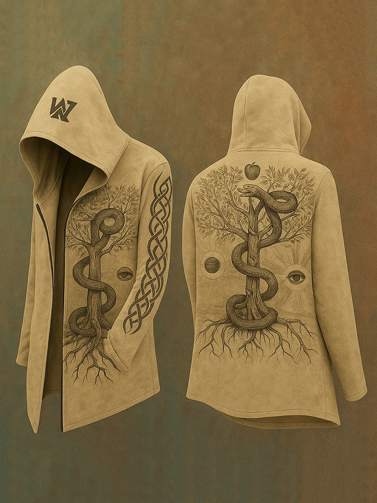 Men's Viking Tree Of Life Vintage Nordic Mythology Jörmungandr Hooded Jacket