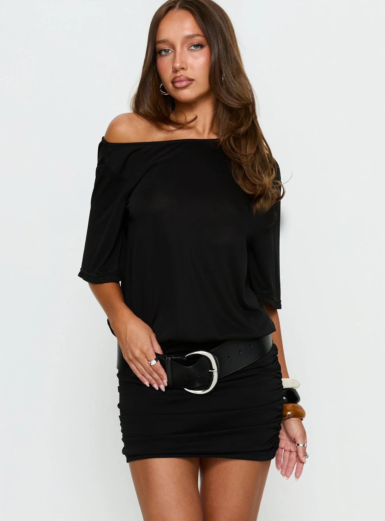 Romma Backless Slouchy Mini Dress Black