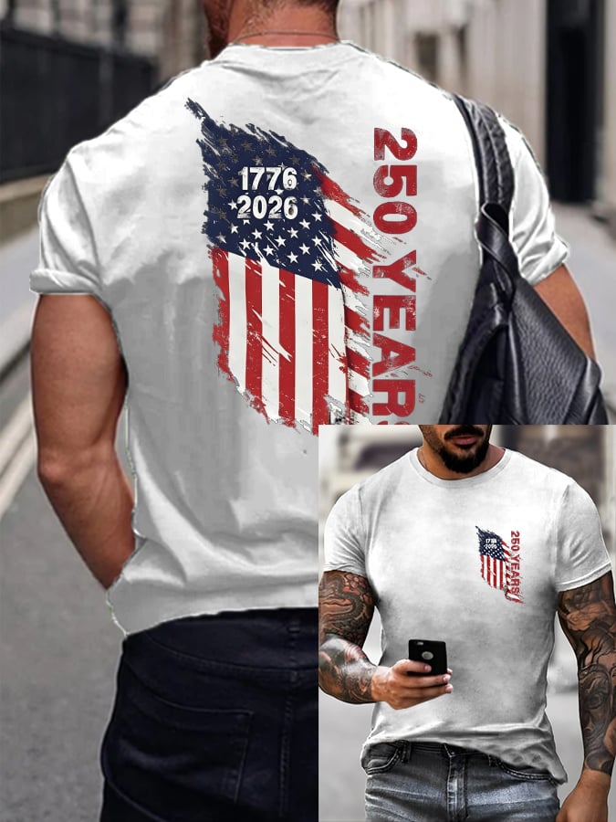 Men's American 250th Anniversary Printed Casual T-Shirt