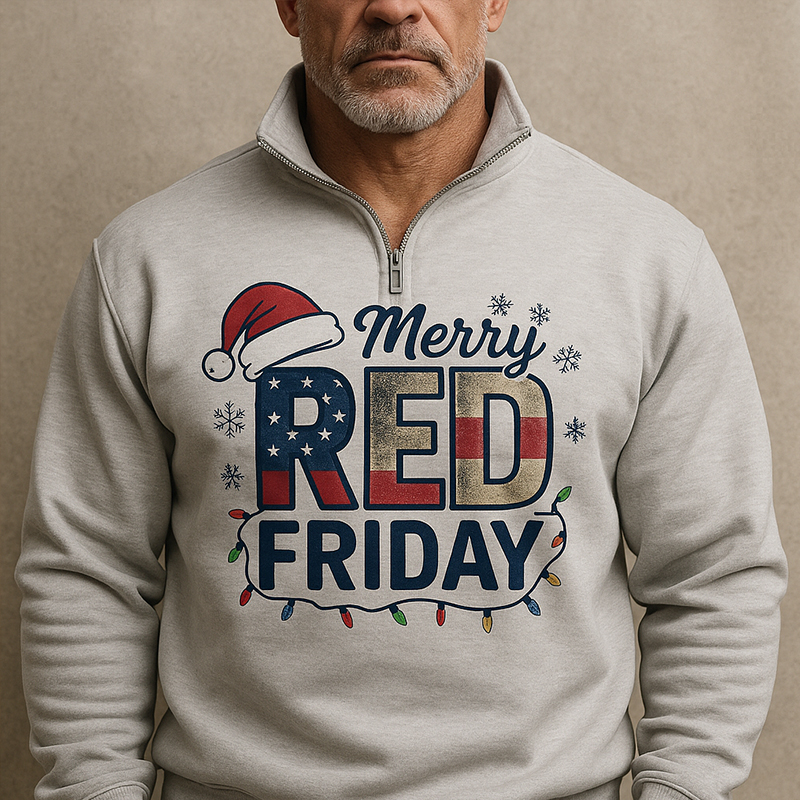 Men's Red Friday Art Print Zip-Up Sweatshirt