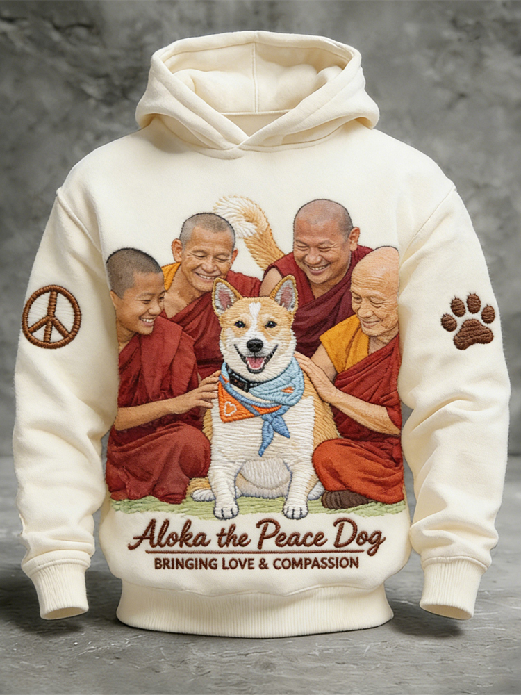 Monk And Dog Peace Walker Men's Hooded Sweatshirt