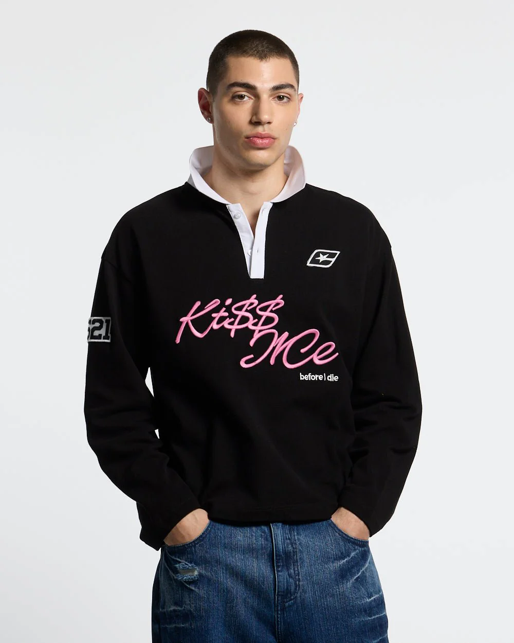 KISS ME POLO BLACK & PINK