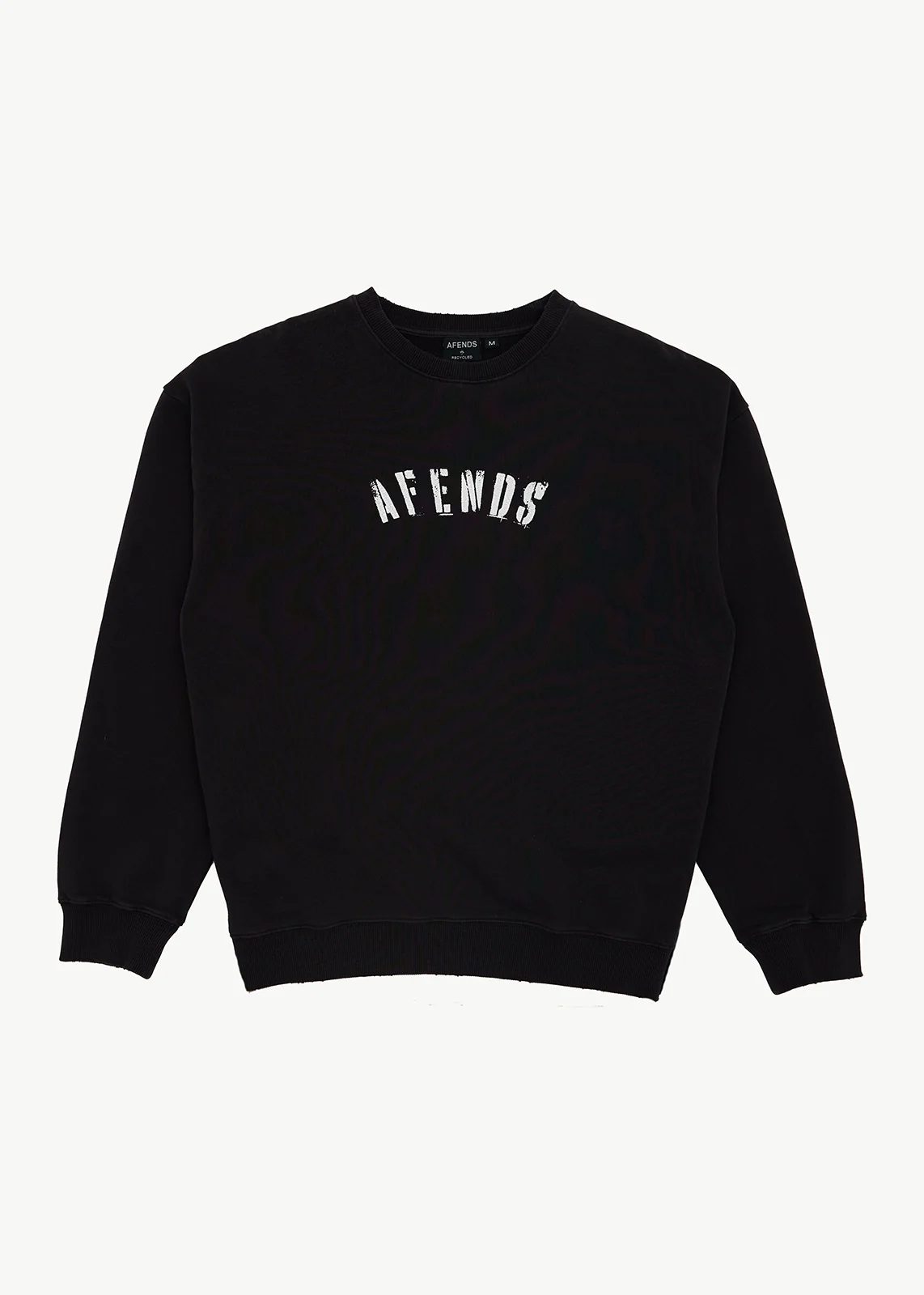 AFENDS Mens Contingent - Crew Neck - Stone Black