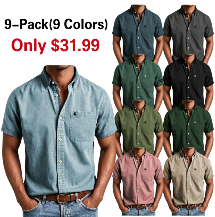 Men's Shirt Casual Shirt Button Up Shirt White Pink Red Sky Blue Green Short