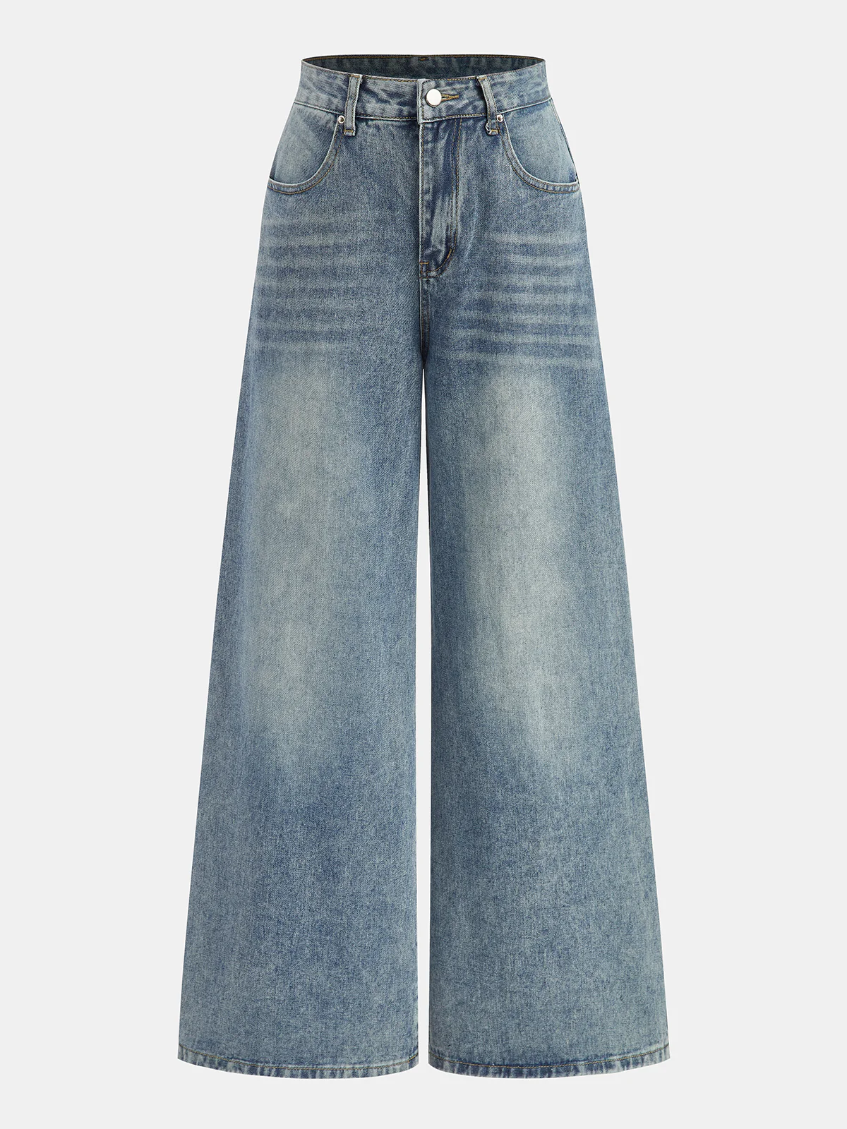 High-Waisted Wide-Leg Denim Jeans