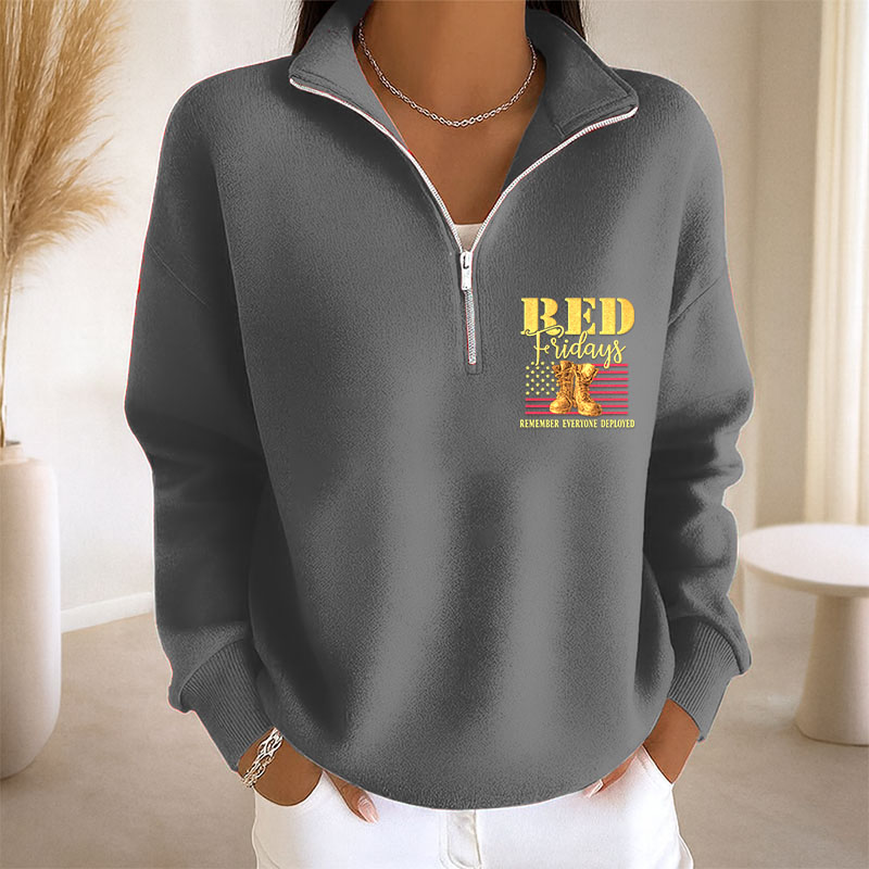 Women's Red Friday Print Casual Sweatshirt