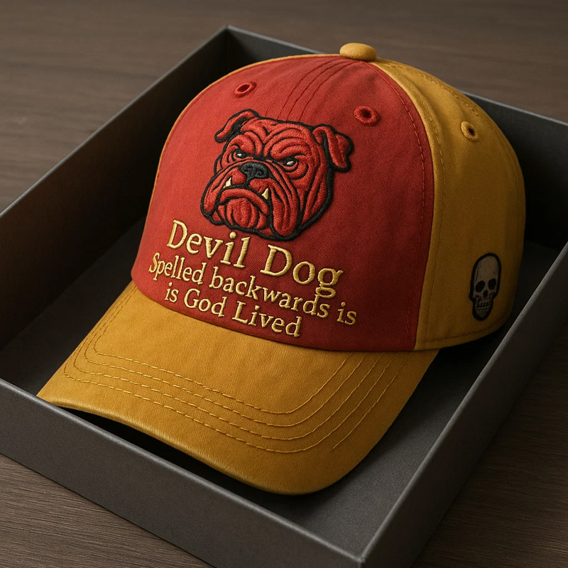 US Veteran Crayon Eater Devil Dog Print Hat