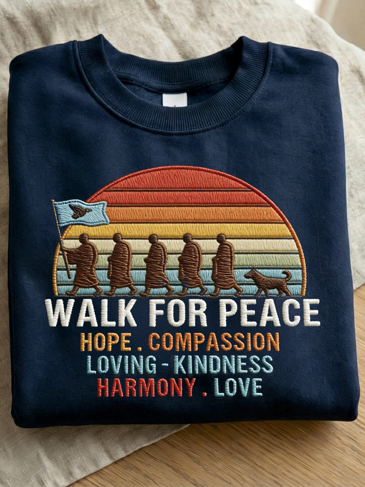 Walk For Peace Monks With Aloka Dog Comfy Sweatshirt