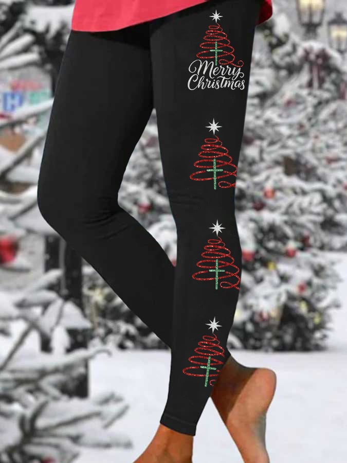 Women’s Faith Cross Christmas Print Leggings