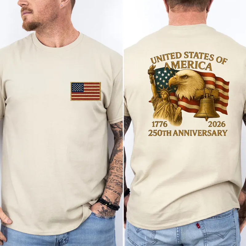 Men's US 250th Anniversary Print Casual T-Shirt